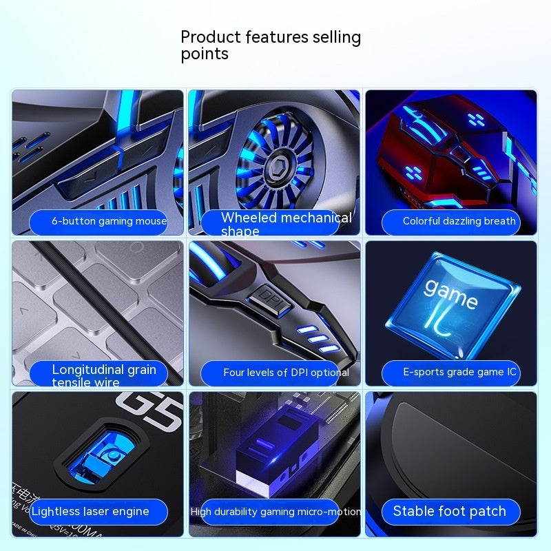 Elevate Your Gaming with the Wired Mouse Luminous Game E-sports Machinery